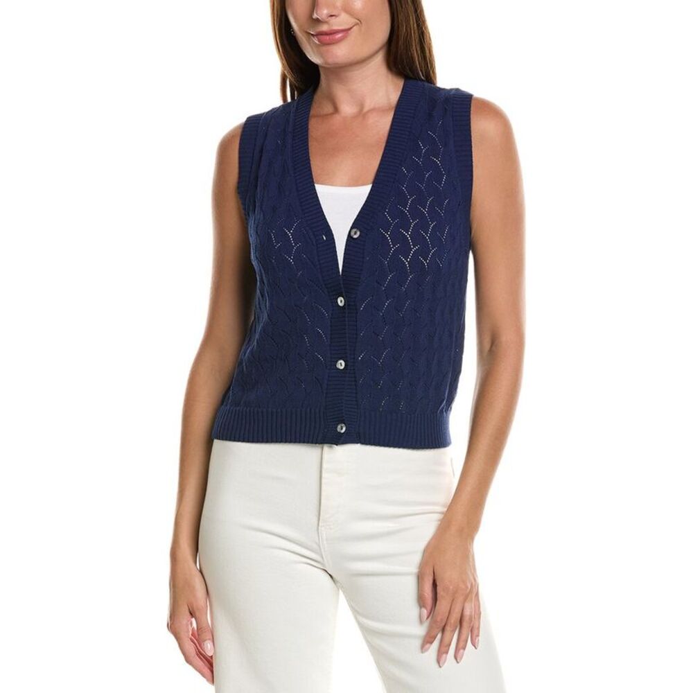 Emerson Fry Womens  Astrid Silk-Blend Knit Top, Navy